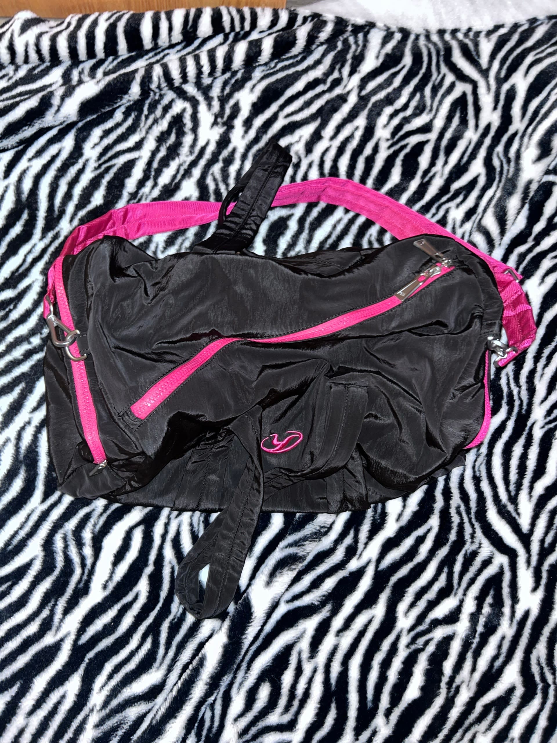 Black & Hot Pink Athletic Shoulder Bag